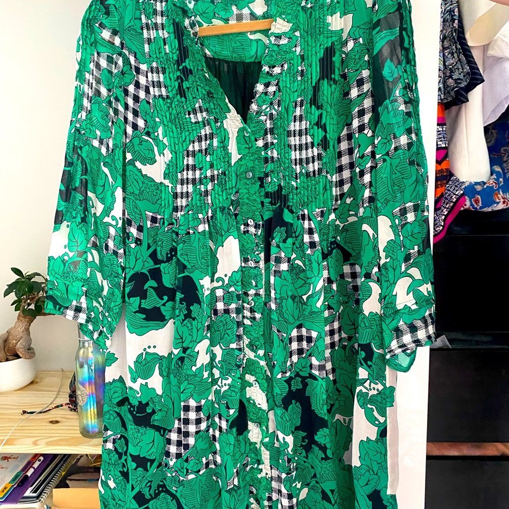 DVF chiffon dress.